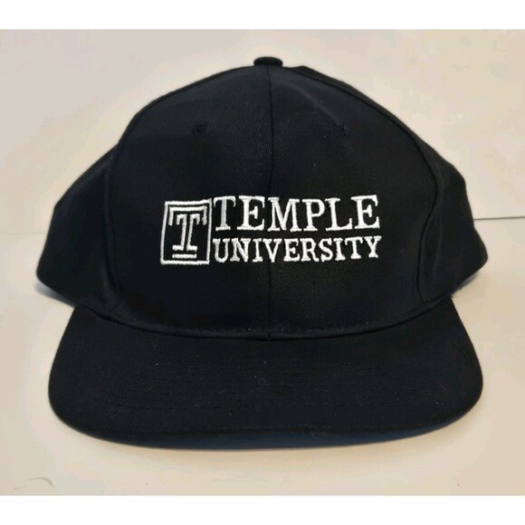Vintage 90s Temple Owls University Philadelphia SnapBack Hat Cap NCAA Mens Black - Picture 1 of 6